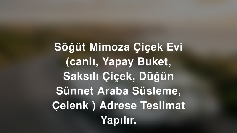 Söğüt Mimoza Çiçek Evi (canlı, Yapay Buket, Saksılı Çiçek, Düğün Sünnet Araba Süsleme, Çelenk ) Adrese Teslimat Yapılır. — Bilecik Kır Düğünü Mekanı Rehberi